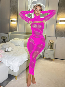Body Stocking Sexy con Cappuccio e Maniche Lunghe, <span class=keywords><strong>Taglie</strong></span> Plus per Donne Formose, Lingerie Erotica - Product Image 6