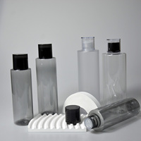 Vente en gros de flacons de toner cosmétique en plastique PET noirs de 150 ml/200 ml avec pompe pulvérisatrice, impression d'écran, logo personnalisé, vides