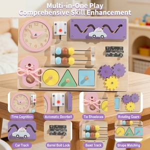 Nuovo Arrivo Qiaike Baby Wooden Busy Board Giocattoli <span class=keywords><strong>Montessori</strong></span> Accessori in Legno Fai-da-te <span class=keywords><strong>Tavole</strong></span> Sensoriali per Abilità Motorie Fini 3-6 anni - Product Image 2
