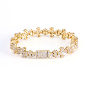 Personalized Bling S925 Silver Hip Hop Moissanite Cross Link <b>Bracelet</b> VVS GRA Certified Iced Out Urban Jewelry Factory Supplier - Product Image 5