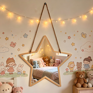 <span class=keywords><strong>Specchio</strong></span> <span class=keywords><strong>da</strong></span> Parete a Forma di Stella in Legno, Decorazione per <span class=keywords><strong>Cameretta</strong></span>, <span class=keywords><strong>Specchio</strong></span> ad Alta Definizione <span class=keywords><strong>da</strong></span> Appendere per Bambini e Stanza dei Bambini - Product Image 1