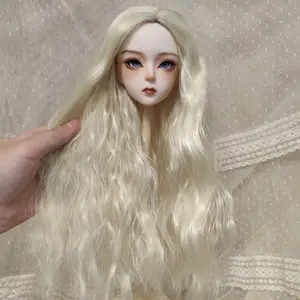 Venta caliente precio barato 1/3 1/4 fibra sintética oro agua onda Bjd muñeca <span class=keywords><strong>pelucas</strong></span> realistas hechas a máquina <span class=keywords><strong>pelucas</strong></span> <span class=keywords><strong>de</strong></span> pelo para <span class=keywords><strong>niñas</strong></span> - Product Image 1
