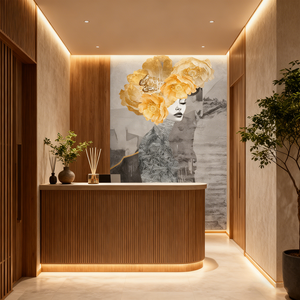 Modern Figure Art Mural Head Therapy Salon Beauty <strong>Entryway</strong> Decoration 3D Flower <strong>Wallpaper</strong> Easy Installation Household Use - Product Image 3