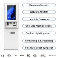 Kiosco de Autoservicio de 27'' y 32'' con Impresora de Tickets, Lector de Códigos de Barras, Lector de Tarjetas, SDK, Soporte de Pie, IP65, para Exteriores, Estacionamiento, Lavado de Autos, Pago