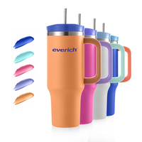 Gobelet isotherme portable en acier inoxydable de 40 oz avec poignée et paille, tasse à café à double paroi, mug de voyage isolé pour bière