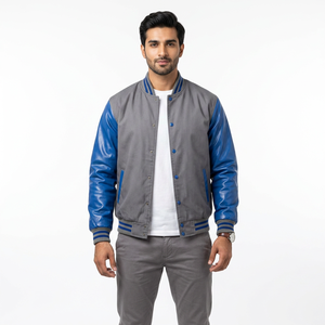 Dernier manteau de veste universitaire pour hommes personnalisé en usine, manches en cuir et laine de coton coupe ajustée, veste de baseball universitaire pour hommes - Product Image 1