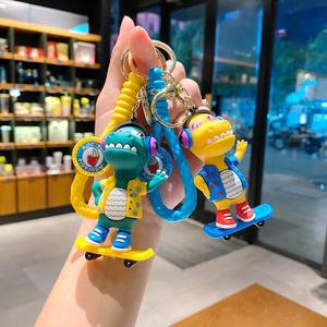 <span class=keywords><strong>Porte</strong></span>-clés en PVC souple 3D personnalisé, léger, imperméable, de haute qualité, motif dinosaure, skateboard DJ, animal de dessin animé, à faire soi-même - Product Image 2