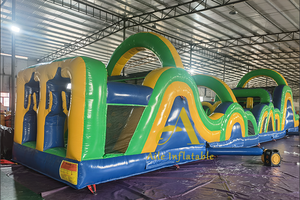 Tunnel gonflable de parcours d'obstacles <span class=keywords><strong>vert</strong></span> et jaune pour le jeu d'enfants jeu mou extérieur jeu gonflable parcours d'obstacles Indoo - Product Image 5