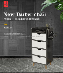 Chariot à tiroirs <span class=keywords><strong>de</strong></span> rangement noir et blanc à 4 niveaux, facile à organiser, idéal pour les outils des coiffeurs dans les salons <span class=keywords><strong>de</strong></span> coiffure ou les salons <span class=keywords><strong>de</strong></span> beauté - Product Image 2