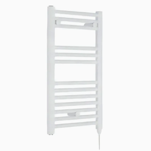 Radiateur chauffe-serviettes électrique en acier blanc pour salle de bain - Product Image 1