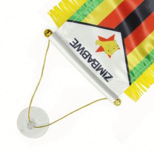 Custom Zimbabwe Satin Mini Flag <b>Banner</b> with Yellow Tassels Digital Printed Car Pennant - Product Image 4