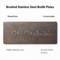 Plaques Tactiles Personnalisables en Acier Inoxydable avec Braille – Marqueurs de Direction Publics à Points en Relief pour Ascenseurs, Halls et Zones de Service
