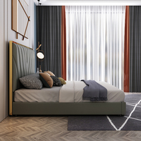 Luxuriöses Edelstahl-Polsterbett Modernes Samt-Stoff-Leder Doppelbett Kingsize-Bettgestell
