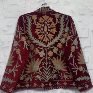 Chaqueta de terciopelo Suzani larga estilo vintage, elegante y casual para mujer, abrigo de invierno bordado a mano, cárdigan acogedor, vestido playero. - Product Image 1