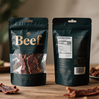 Sac d'emballage personnalisé pour viande séchée avec fermeture éclair, sac pour biltong de bœuf avec fenêtre, sac d'emballage en papier kraft pour biltong