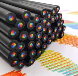 Paquete a Granel de Lápices Multicolor de 7 Pulgadas con Mango de Madera Negra, 7 Colores, Diseño Arcoíris, Logotipo Personalizable, Marca OEM/ODM - Product Image 4