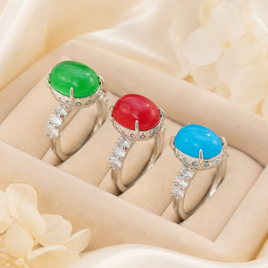 Anello regolabile in stile vintage con apertura, elegante design con pietra verde, gioiello da donna per tutti i giorni - Product Image 6