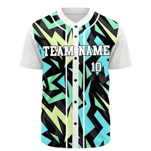 Maillot de baseball de haute qualité 100% polyester, boutonné, streetwear, nom et numéro personnalisés, cousus - Product Image 1