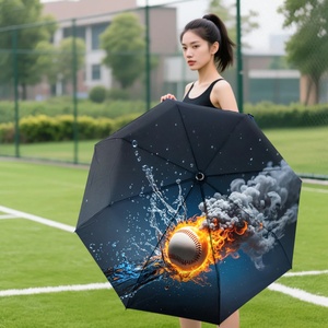 Full Panel Print Three-Folding Fully-<b>Automatic</b> <b>Umbrella</b> 190T Pongee Custom Design for Outdoor Sports Promotion Business Gifts - Product Image 1
