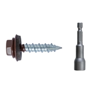 Vis de toiture métriques LeGood en acier au carbone zingué, vis à bois à tête hexagonale avec rondelle en caoutchouc EPDM, filetage standard