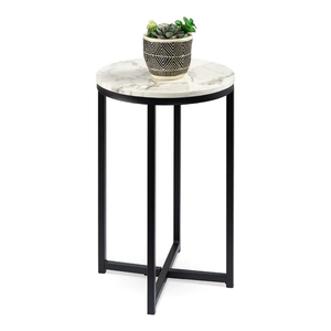 Stylish Metal Frame Coffee <b>Table</b> with Small Marble Top Modern Decorative Accent <b>Side</b> <b>Table</b> for Hospital Home Decor Statement - Product Image 1