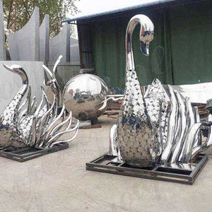 Sculptures en acier de cygne lisse miroir <span class=keywords><strong>Stabilo</strong></span> Statue en métal Cygnus Sculpture en acier inoxydable - Product Image 3