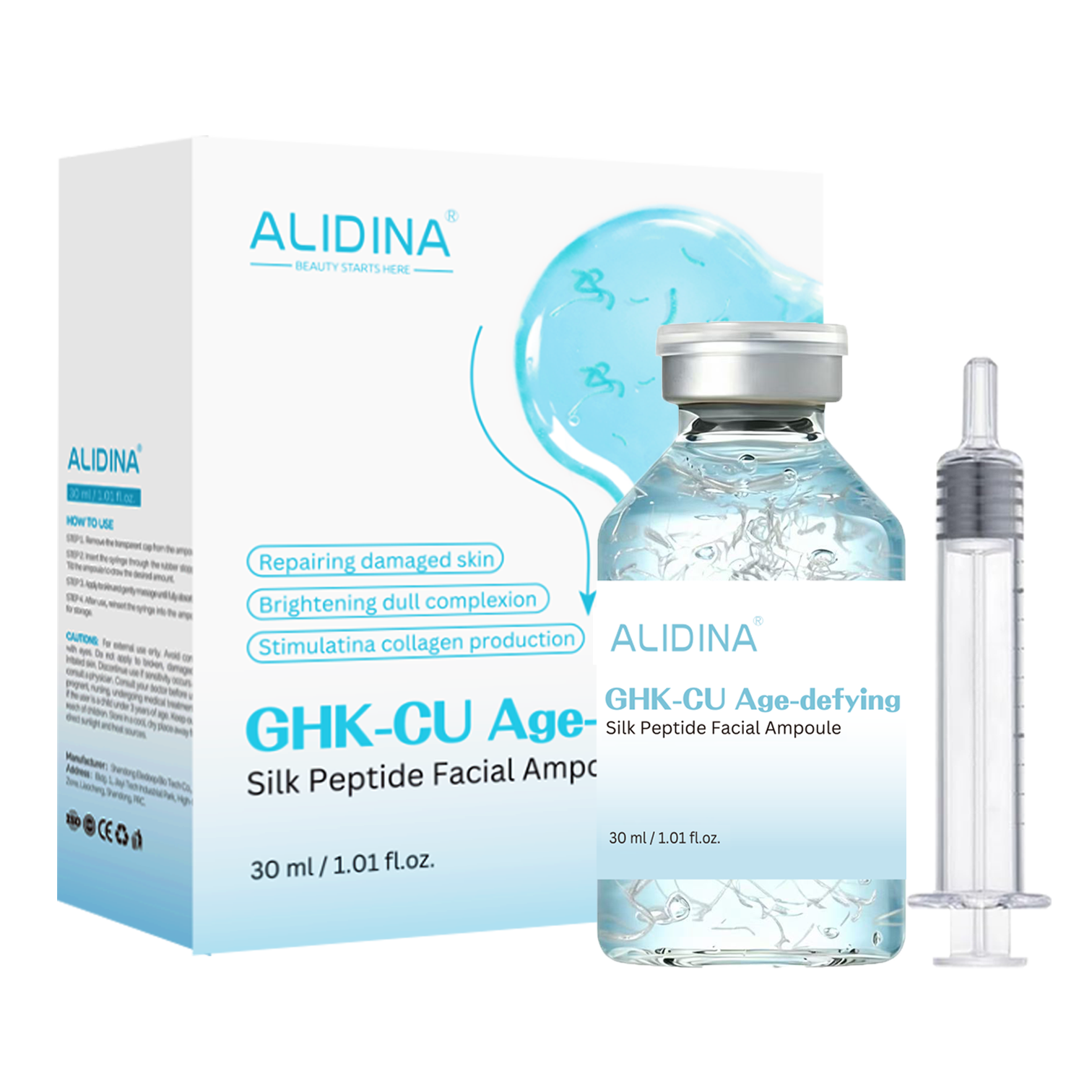 Ampolla Facial de Péptidos de Seda GHK-CU Antiedad