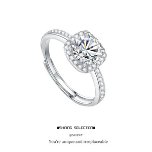 Bague pour femme en moissanite 2 carats, sertie pavé, bijoux de fiançailles - Product Image 5