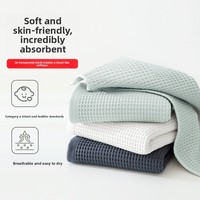 Serviette de bain en coton pur jacquard gaufré nid d'abeille pour le visage et les mains, séchage rapide