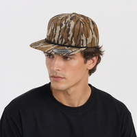 Casquette de baseball non structurée à 5 panneaux, imprimé camouflage intégral, pour la chasse, à visière plate, personnalisable, avec cordon réglable et fermeture snapback, vente en gros