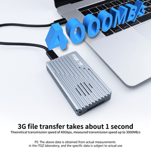 Boîtier SSD <span class=keywords><strong>externe</strong></span> ITGZ 40 Gbps <span class=keywords><strong>Thunderbolt</strong></span> 4 M.2 NVMe <span class=keywords><strong>1</strong></span> baie en aluminium USB Type C pour ordinateur portable - Product Image 4