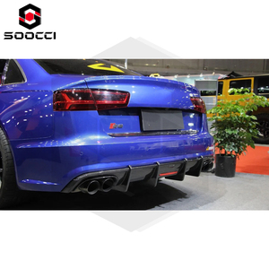 Fibra di carbonio KB stile luci a LED <span class=keywords><strong>A6</strong></span> S6 diffusore per <span class=keywords><strong>Audi</strong></span> S6 C7.5 <span class=keywords><strong>A6</strong></span> Sport paraurti posteriore Splitter labbro Kit corpo Spoiler 2016-2018 - Product Image 6