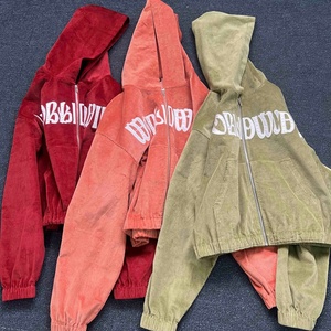 OEM Sudaderas con capucha de invierno, estilo streetwear, con cremallera parcial, efecto desgastado por el sol, personalizadas, de corte oversize, unisex, con efecto vintage, textura gofrada térmica - Product Image 1