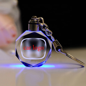 Manufacture Wholesale Free Design Custom Crystal Keychain Printed Car Logo 3D Led Crystal Keychain