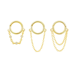 CANNER Novedad Pendientes de Borla de Plata de Ley 925 Bañados en Oro de 18K con Cadena y Hebilla, Joyería de Borla - Product Image 1