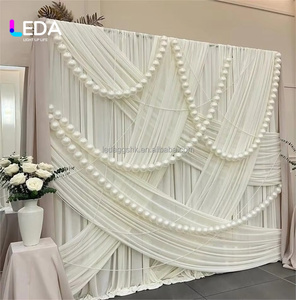 LEDA New Arrival Elegant Silver Drapery Stage Wedding Curtain Spandex Fabric <b>Party</b> <b>Decoration</b> for Events - Product Image 4