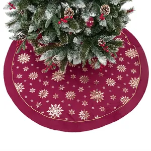 High Quality 36 Inch Dark Red Christmas Tree Skirt Soft Faux Fur Cozy Home Decor With Flocking Technique For Graphics