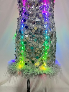 Robe de festival LED pour femmes, costume à paillettes scintillantes avec lumières changeantes de couleur, <span class=keywords><strong>tenue</strong></span> de fête lumineuse pour Burning Man, EDM - Product Image 6