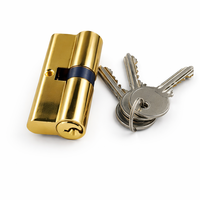 Serrure de porte cylindrique en laiton profil européen E10, 60 mm de entraxe, 3 clés, finition brossée – Grande Vente