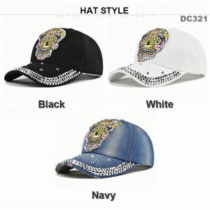 Casquettes de baseball sportives unisexes en denim à visière courbée 5 panneaux avec strass et fermeture snapback – Tissu courant, vente en gros - Product Image 5