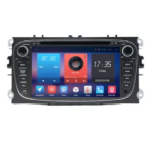 Pemutar Multimedia Mobil Android 12, DVD Mobil GPS 2 Din Layar IPS untuk Ford Focus 2/Kuga 2/S-MAX/Mondeo 4/C-MAX/Galaxy WIFI