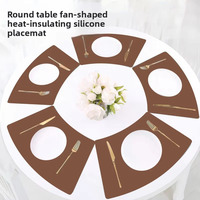 Set de table en silicone en forme d'éventail, nouveau style chinois, isolant thermique, antidérapant, anti-brûlure, couleur unie