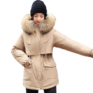 Giacca invernale da donna giacca spessa fodera in lana Parka calde giacche medio-lunghe <span class=keywords><strong>con</strong></span> cappuccio Parka pelliccia all'interno <span class=keywords><strong>cappotto</strong></span> di cotone femminile Plus Size - Product Image 1
