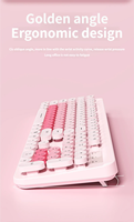 Ensemble clavier et souris sans fil 2,4 G silencieux, style punk rétro, touches rondes, couleurs mélangées, pour ordinateur de bureau
