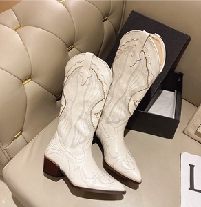 <span class=keywords><strong>Stivali</strong></span> <span class=keywords><strong>bianchi</strong></span> in pelle sintetica con stivale da Cowboy occidentale da donna taglie forti con tacco alto alto - Product Image 5