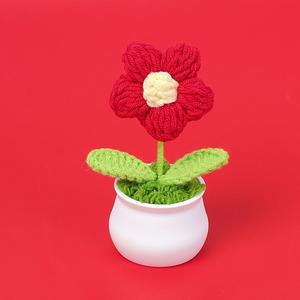 Fleur en laine tricotée, simulation de fleur, cadeau de la Saint-Valentin, petite fleur gonflée, décoration de bureau, souvenir - Product Image 6