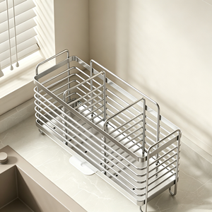 Portautensili in Acciaio Inox con 3 Scomparti, Organizzatore per Posate da <span class=keywords><strong>Cucina</strong></span>, Porta Bacchette e Cucchiai, <span class=keywords><strong>Salvaspazio</strong></span> - Product Image 4