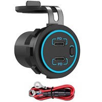Chargeur USB double PD Type C 12V à charge rapide, prise de charge USB C étanche pour voiture, camping-car, moto