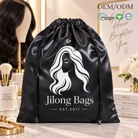 Pochette en satin personnalisée avec logo, sac cadeau imprimé sérigraphié pour emballage de perruques, produits de beauté et marchandises de marque OEM ODM en gros