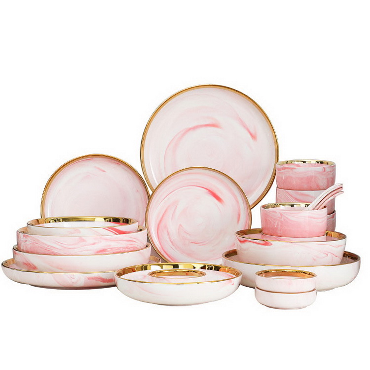 Набор керамической посуды в европейском стиле из мрамора и пномрим, миска для риса, бытовое блюдо для супа, блюдо, миска для лапши и супа